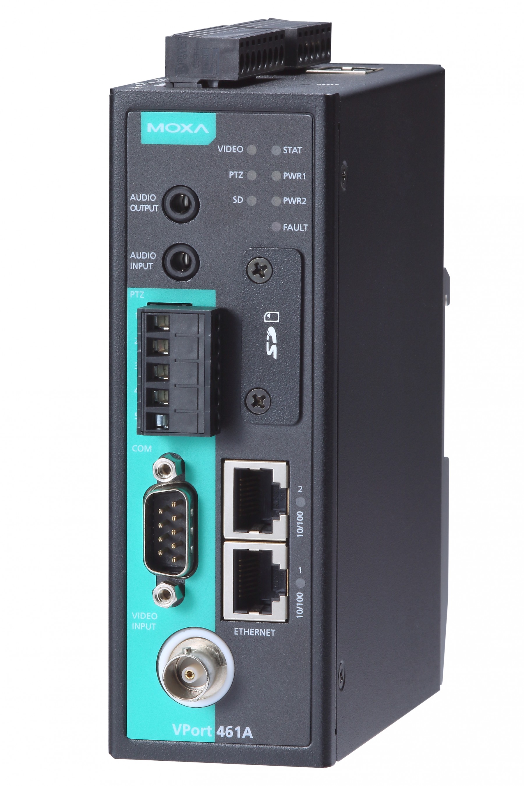 1-канальный промышленный видеокодер (H.264/MJPEG), 2 порта 10/100BaseT(X) Ethernet, -40...+75С MOXA